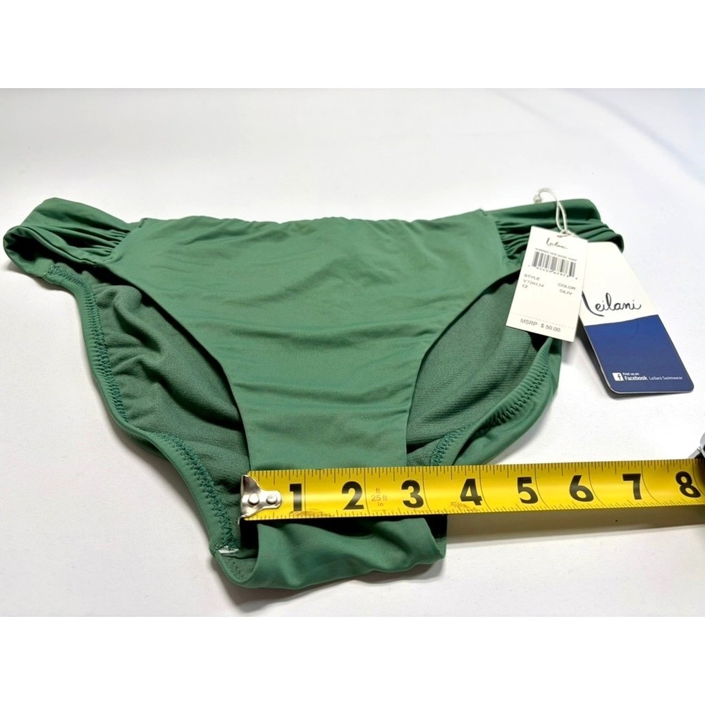 Leilani Olive Shirred Bikini Bottom Size 12 NWT Classic Swim - Picture 8 of 13